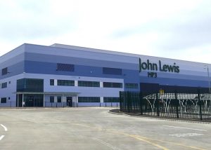 An image of the outside of a large John Lewis warehouse.